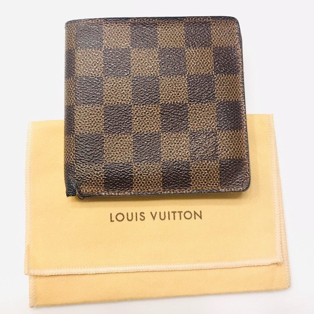 GENUINE LOUIS VUITTON Damier Ebene Marco Wallet
